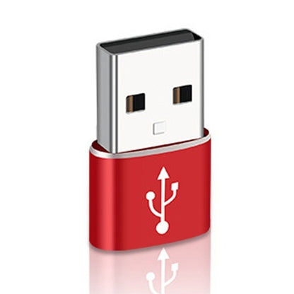 USB-C / Type-C Female to USB 2.0 Male Aluminum Alloy Adapter, Support Charging & Transmission(Red) - Type-C Adapter by buy2fix | Online Shopping UK | buy2fix