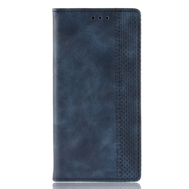 Magnetic Buckle Retro Crazy Horse Texture Horizontal Flip Leather Case for Galaxy A80 / A90, with Holder & Card Slots & Photo Frame(Blue) - Samsung Accessories by buy2fix | Online Shopping UK | buy2fix