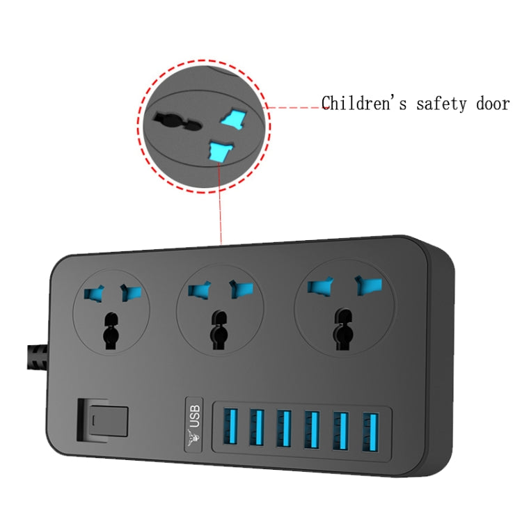 T09 3000W High Power Multi-Function Plug-in 3-Hole International Universal Jack + 6 USB Intelligent Charging UK PLUG - Consumer Electronics by buy2fix | Online Shopping UK | buy2fix