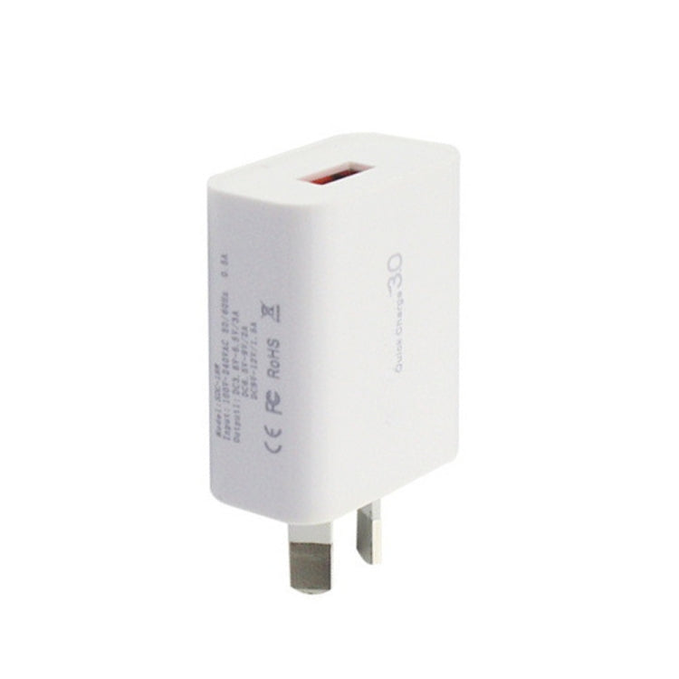 QC 3.0 18W 3A Single USB Interface Charger, AU Plug - USB Charger by buy2fix | Online Shopping UK | buy2fix