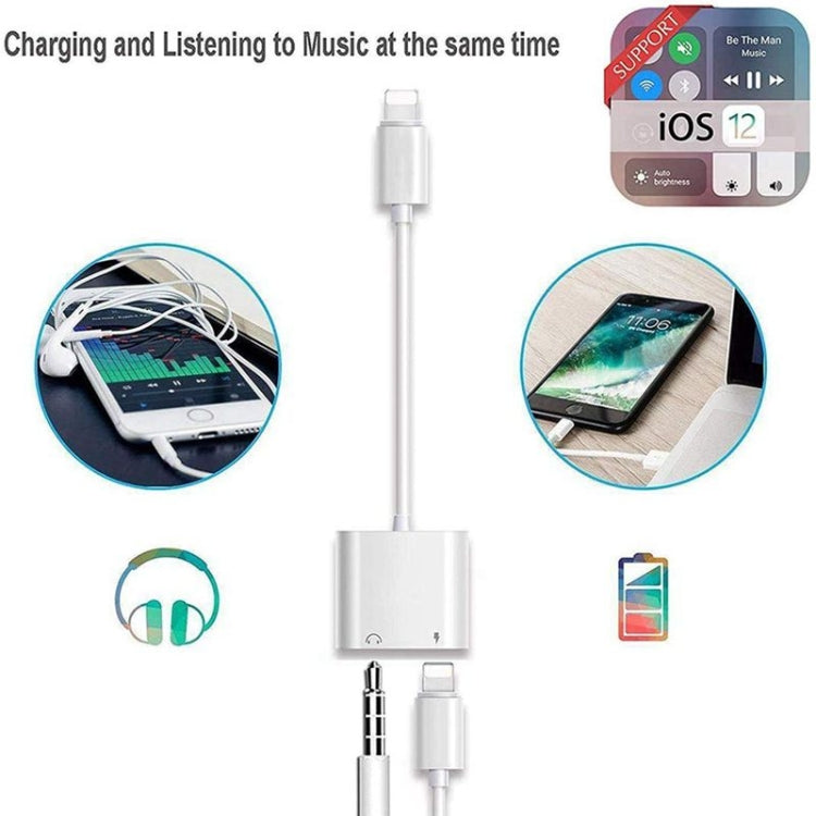 ZS-KL21804 2 in 1 8 Pin to 3.5mm Audio + 8 Pin Charging Interface, Earphone Adapter, Suitable for All IOS Systems - Earphone Adapter by buy2fix | Online Shopping UK | buy2fix