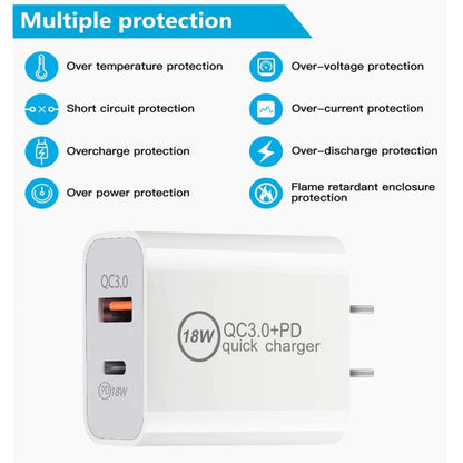 SDC-18W 18W PD + QC 3.0 USB Dual Fast Charging Universal Travel Charger, US Plug - Mobile Accessories by buy2fix | Online Shopping UK | buy2fix