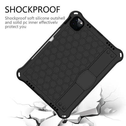 For iPad Air 2022 / 2020 10.9 Honeycomb Design EVA + PC Material Four Corner Anti Falling Flat Protective Shell with Strap(Black+Black) - iPad Air (2022) / (2020) 10.9 Cases by buy2fix | Online Shopping UK | buy2fix