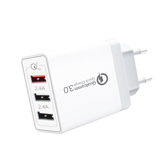 SDC-30W 30W QC 3.0 USB + 2.4A Dual USB 2.0 Ports Mobile Phone Tablet PC Universal Quick Charger Travel Charger, EU Plug - Mobile Accessories by buy2fix | Online Shopping UK | buy2fix
