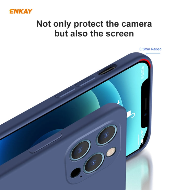 For iPhone 12 Pro Hat-Prince ENKAY ENK-PC069 Liquid Silicone Straight Edge Shockproof Protective Case(Navy Blue) - iPhone 12 / 12 Pro Cases by ENKAY | Online Shopping UK | buy2fix