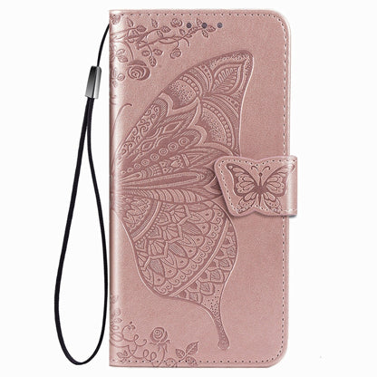 For OnePlus Nord N100 Butterfly Love Flower Embossed Horizontal Flip Leather Case with Bracket / Card Slot / Wallet / Lanyard(Rose Gold) - OnePlus Cases by buy2fix | Online Shopping UK | buy2fix