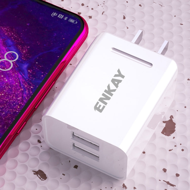 ENKAY Hat-Prince U008-1 10.5W 2.1A Dual USB Charging US Plug Travel Power Adapter With 2.1A 1m Type-C Cable - Mobile Accessories by ENKAY | Online Shopping UK | buy2fix