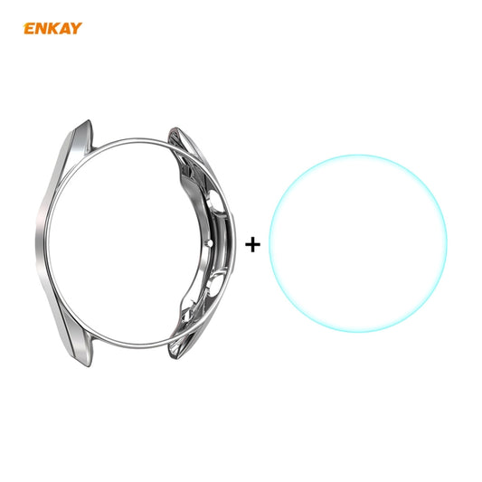 For Samsung Galaxy Watch 3 41mm 2 in 1 ENKAY Hat-Prince Electroplate Soft TPU Case + 0.2mm 9H 2.15D Curved Edge Tempered Glass Film(Silver) - Watch Cases by ENKAY | Online Shopping UK | buy2fix