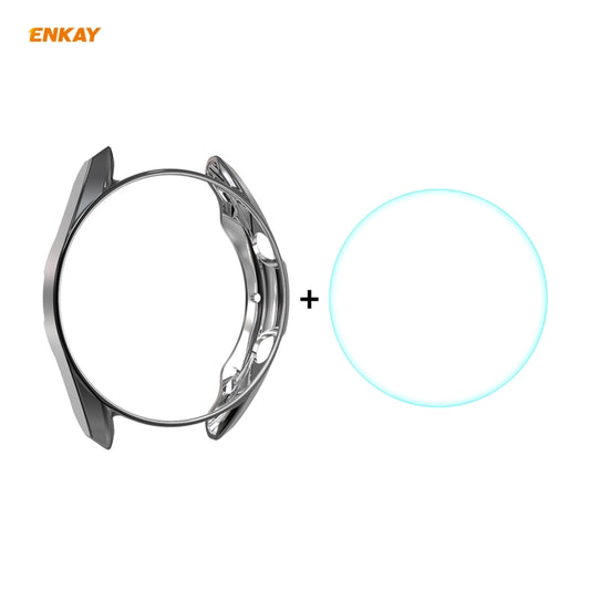 For Samsung Galaxy Watch 3 45mm 2 in 1 ENKAY Hat-Prince Electroplate Soft TPU Case + 0.2mm 9H 2.15D Curved Edge Tempered Glass Film(Black) - Watch Cases by ENKAY | Online Shopping UK | buy2fix