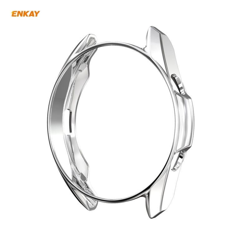 For Samsung Galaxy Watch 3 45mm 2 in 1 ENKAY Hat-Prince Electroplate Soft TPU Case + 0.2mm 9H 2.15D Curved Edge Tempered Glass Film(Silver) - Watch Cases by ENKAY | Online Shopping UK | buy2fix