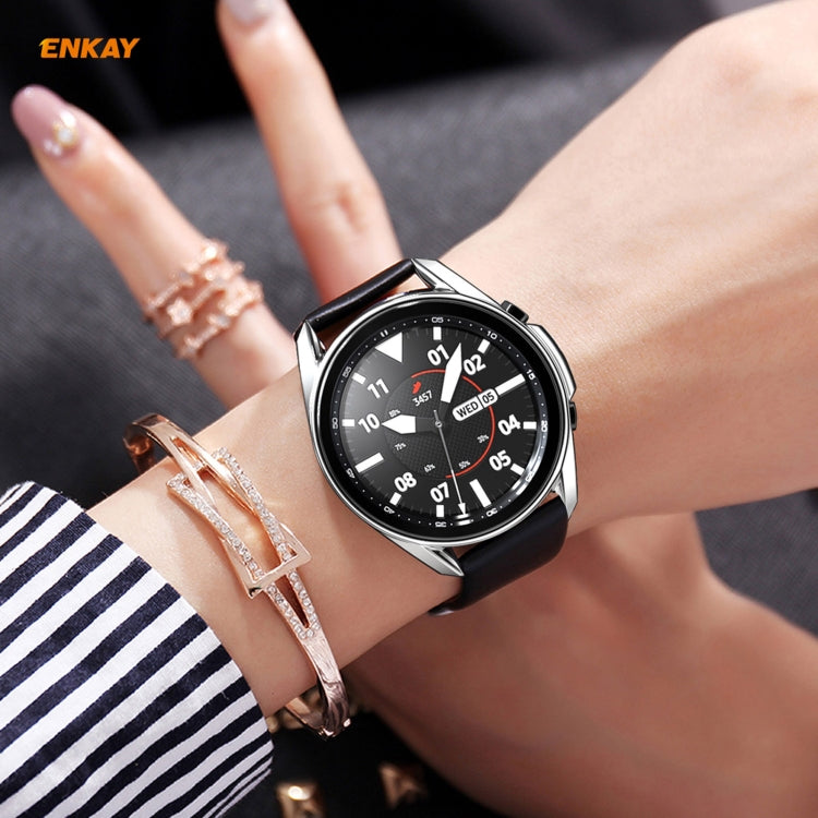 For Samsung Galaxy Watch 3 45mm 2 in 1 ENKAY Hat-Prince Electroplate Soft TPU Case + 0.2mm 9H 2.15D Curved Edge Tempered Glass Film(Silver) - Watch Cases by ENKAY | Online Shopping UK | buy2fix