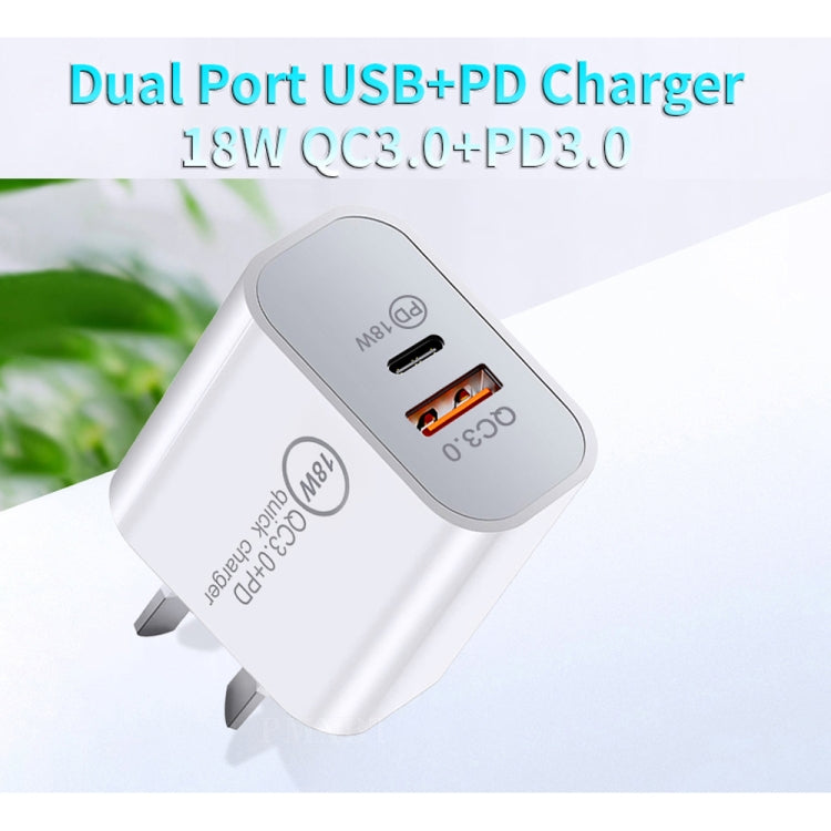 SDC-18W 18W PD + QC 3.0 USB Dual Fast Charging Universal Travel Charger with USB to Micro USB Fast Charging Data Cable, AU Plug - Mobile Accessories by buy2fix | Online Shopping UK | buy2fix