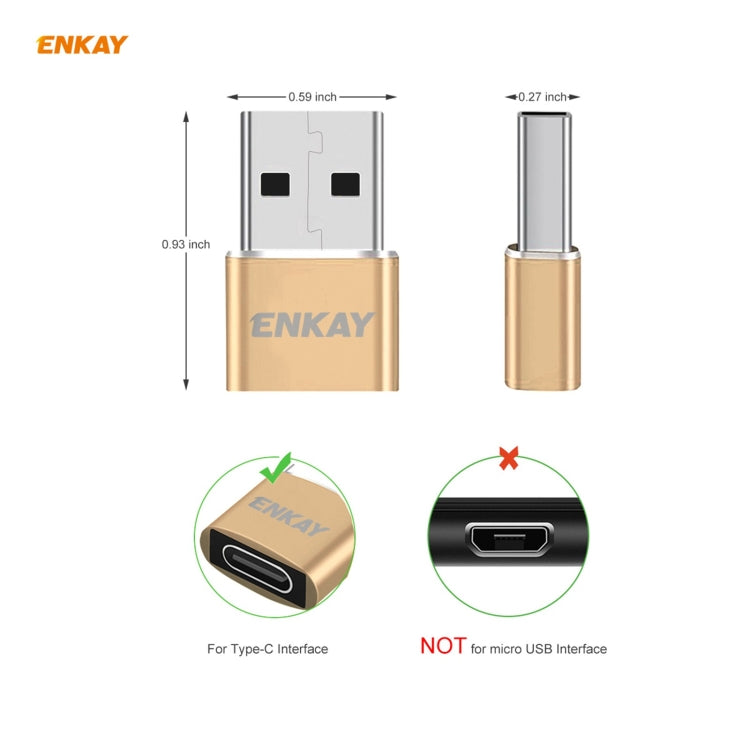 ENKAY ENK-AT105 USB Male to USB-C / Type-C Female Aluminium Alloy Adapter Converter, Support Quick Charging & Data Transmission(Black) - Mobile Accessories by ENKAY | Online Shopping UK | buy2fix