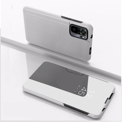 For Xiaomi Redmi Note 10 Pro Plated Mirror Horizontal Flip Leather Case with Holder(Silver) - Xiaomi Accessories by buy2fix | Online Shopping UK | buy2fix