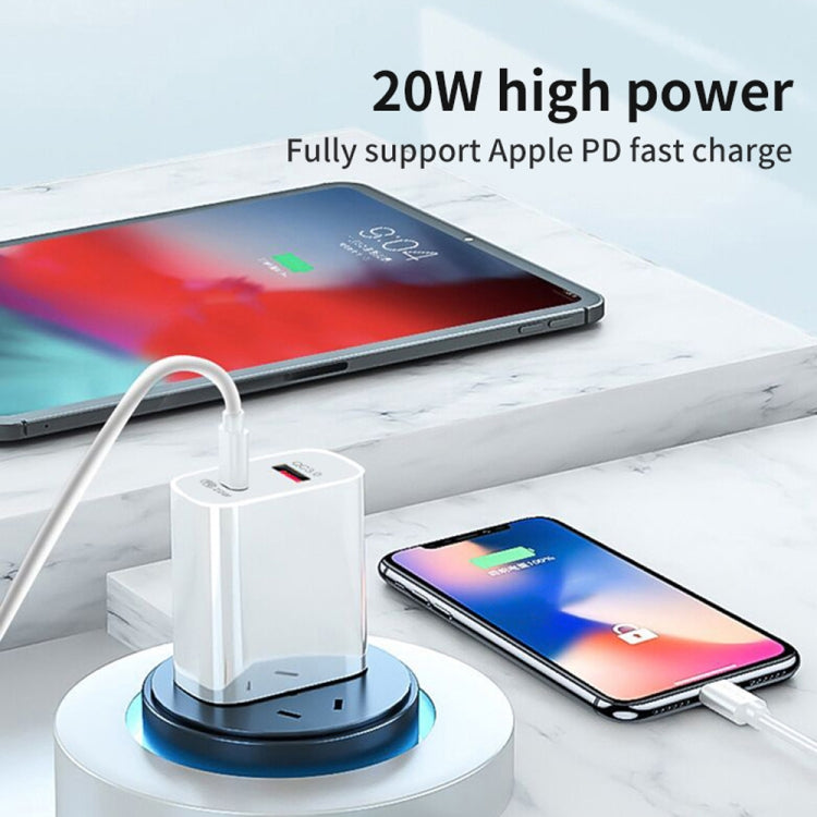 20W PD Type-C + QC 3.0 USB Interface Fast Charging Travel Charger with USB-C / Type-C to 8 Pin Fast Charge Data Cable US Plug - USB Charger by buy2fix | Online Shopping UK | buy2fix