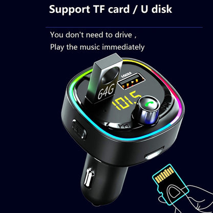 BT08D FM Transmitter Hands-free Car Kit MP3 Audio Player with QC3.0 + PD18W 5A Auto Fast Charger FM Modulator - In Car by buy2fix | Online Shopping UK | buy2fix