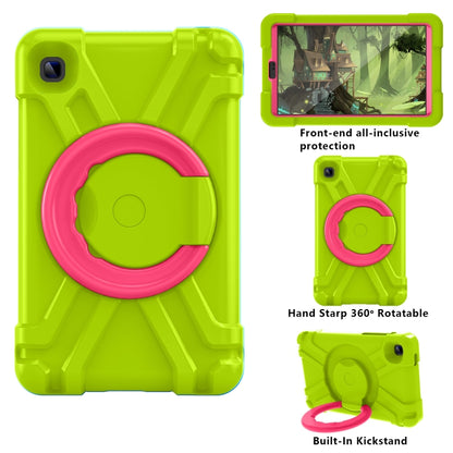 For Galaxy Tab A7 Lite T220/T225 PC + Silicone Shockproof Combination Case with 360 Degree Rotating Holder & Handle(Grass Green+Rose Red) - Tab A7 Lite T220 / T225 by buy2fix | Online Shopping UK | buy2fix