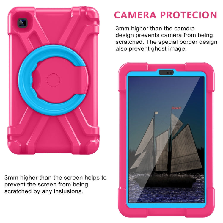 For Galaxy Tab A7 Lite T220/T225 PC + Silicone Shockproof Combination Case with 360 Degree Rotating Holder & Handle(Rose Red+Blue) - Tab A7 Lite T220 / T225 by buy2fix | Online Shopping UK | buy2fix