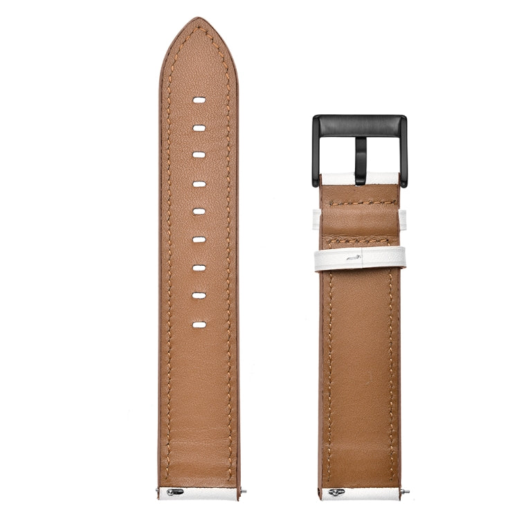 For Huawei Watch GT3 42mm / Watch GT2 42mm First Layer Leather Sewing Thread Watch Band (White) - Smart Wear by buy2fix | Online Shopping UK | buy2fix