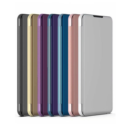 For Samsung Galaxy A73 5G Plated Mirror Flip Leather Case with Holder(Purple Blue) - Samsung Accessories by buy2fix | Online Shopping UK | buy2fix