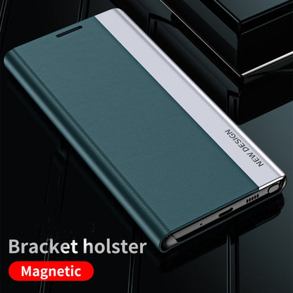 For Samsung Galaxy A33 5G Side Electroplated Magnetic Flip Leather Case with Holder(Green) - Samsung Accessories by buy2fix | Online Shopping UK | buy2fix