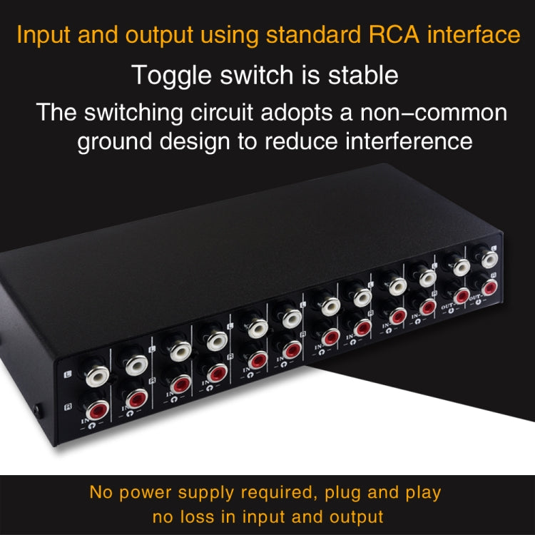 B059 10 In 2 Out / 2 In 10 Out 2-Way RCA Switch Audio Frequency Signal Select Shift Device Loudspeaker Box - Consumer Electronics by buy2fix | Online Shopping UK | buy2fix