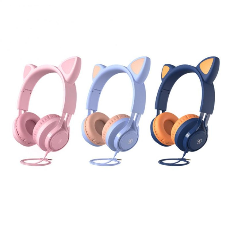 EP08 Cute Cat Ear Child Music Stereo Wired Headset with Mic(Purple) - Apple Accessories by buy2fix | Online Shopping UK | buy2fix