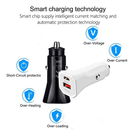 TE-P22 38W PD USB-C / Type-C + QC3. 0 USB Car Charger with 1m USB-C / Type-C to USB-C / Type-C Data Cable(White) - In Car by buy2fix | Online Shopping UK | buy2fix