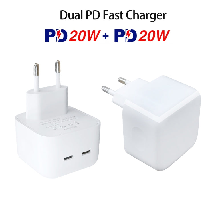 SDC-40W Dual PD USB-C / Type-C Charger for iPhone / iPad Series, EU Plug - Apple Accessories by buy2fix | Online Shopping UK | buy2fix