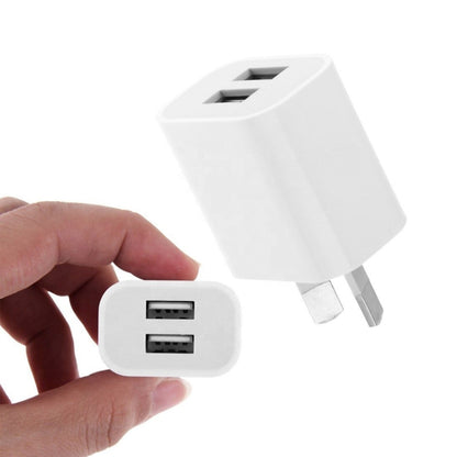 Mini Dual Port USB Charger with USB to 8 Pin Data Cable, AU Plug - Apple Accessories by buy2fix | Online Shopping UK | buy2fix