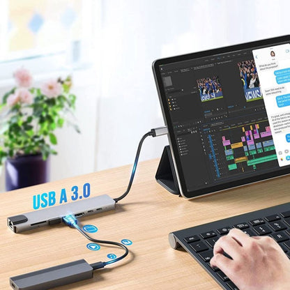 DS-20808 8 in 1 USB-C / Type-C Hub Multiport Adapter with 4K HDMI,USB 3.0 SD/TF Card Reader, USB C Dongle for MacBook Pro/Air and Other Type C Devices - Computer & Networking by buy2fix | Online Shopping UK | buy2fix