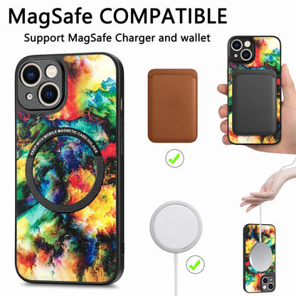 For iPhone 14 Colored Drawing Leather Back Cover Magsafe Phone Case(Colorful Cloud) - iPhone 14 Cases by buy2fix | Online Shopping UK | buy2fix