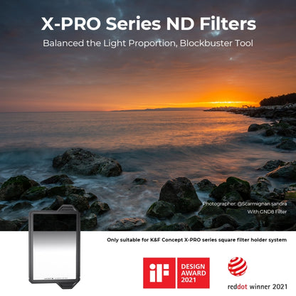 K&F CONCEPT SKU.1894 X-Pro GND16 Square Filter 28 Layer Coatings Reverse Graduated Neutral Density Filter for Camera Lens - Camera Accessories by K&F | Online Shopping UK | buy2fix