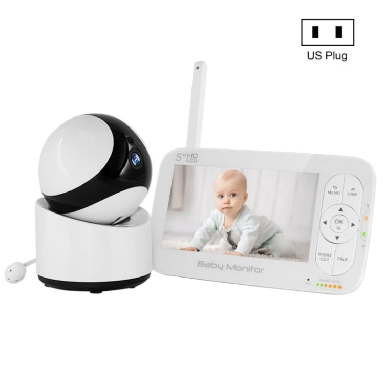 DY55A Built-in Lullabies Video Babyphone 5 inch Screen Digital Wireless Baby Monitor Camera(US Plug) - Security by buy2fix | Online Shopping UK | buy2fix