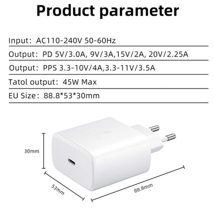 M135 45W USB-C / Type-C Port Fast Charger with 5A Type-C to Type-C Cable, EU Plug(Black) -  by buy2fix | Online Shopping UK | buy2fix