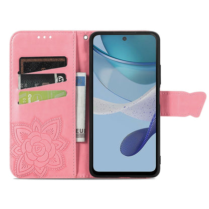 For Motorola Moto E13 Butterfly Love Flower Embossed Flip Leather Phone Case(Pink) - Motorola Cases by buy2fix | Online Shopping UK | buy2fix