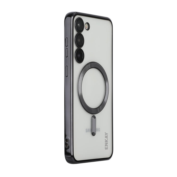 For Samsung Galaxy S23+ 5G ENKAY Electroplated MagSafe Shockproof TPU Phone Case with Lens Film(Black) - Galaxy S23+ 5G Cases by ENKAY | Online Shopping UK | buy2fix