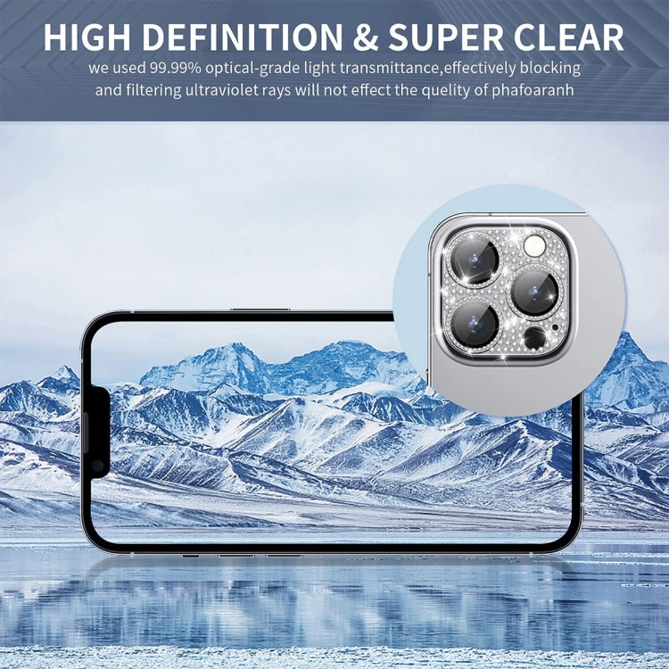 For iPhone 14 Pro / 14 Pro Max ENKAY Hat-Prince Blink Diamond Camera Lens Aluminium Alloy Tempered Glass Film(Colorful) - iPhone 14 Pro Tempered Glass by ENKAY | Online Shopping UK | buy2fix