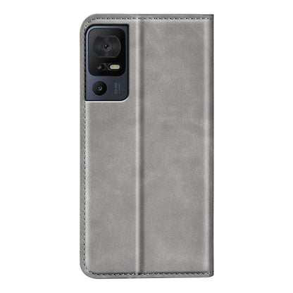 For TCL 40 SE Retro-skin  Magnetic Suction Leather Phone Case(Grey) - More Brand by buy2fix | Online Shopping UK | buy2fix