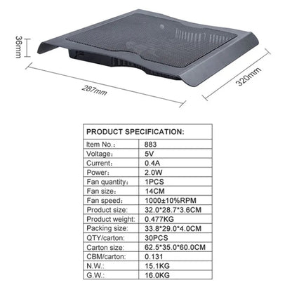 883 Game Work Laptop Router Heat Dissipation Stand with LED Light Fan -  by buy2fix | Online Shopping UK | buy2fix