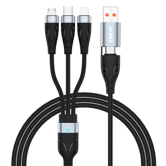 ENKAY ENK-CB135 5-in-1 65W USB-A & USB-C to 8 Pin / Type-C / Micro USB Multifunctional Charging Cable with Indicator Light, Cable Length:2m - Multifunction Cable by ENKAY | Online Shopping UK | buy2fix