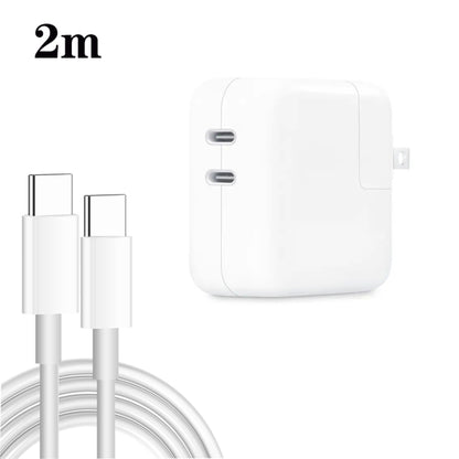 35W PD3.0 USB-C / Type-C Dual Port Charger with 2m Type-C to Type-C Data Cable, US Plug - USB Charger by buy2fix | Online Shopping UK | buy2fix