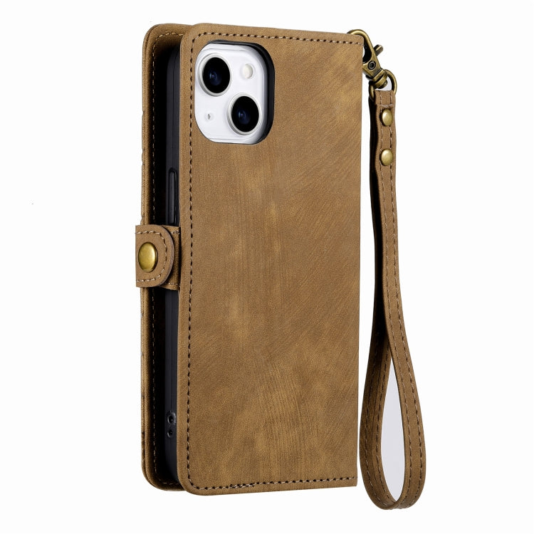 For iPhone 11 Pro Geometric Zipper Wallet Side Buckle Leather Phone Case(Brown) - iPhone 11 Pro Cases by buy2fix | Online Shopping UK | buy2fix