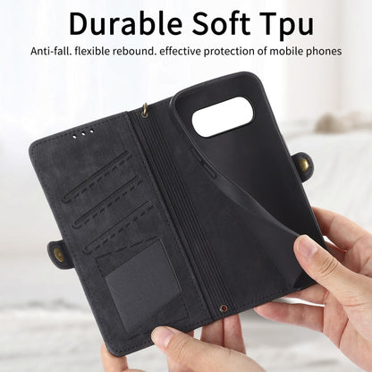 For Google Pixel 8 Geometric Zipper Wallet Side Buckle Leather Phone Case(Black) - Google Cases by buy2fix | Online Shopping UK | buy2fix