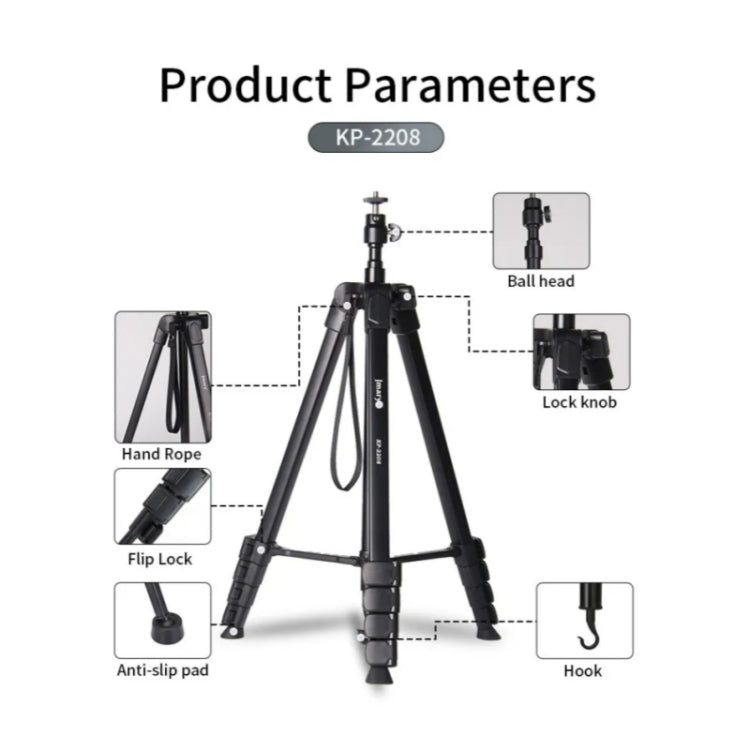 JMARY KP2208 Photography Live Streaming 1.7m Fill Light Camera Metal Tripod Holder - Tripods by Jmary | Online Shopping UK | buy2fix