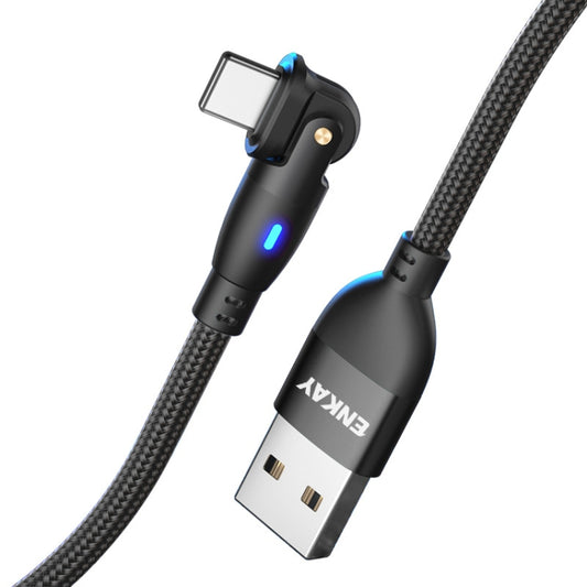 ENKAY 180 Degrees Rotating USB to 8 Pin Charging Data Cable with LED Light, Length:1m(Black) - Normal Style Cable by ENKAY | Online Shopping UK | buy2fix