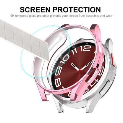 For Samsung Galaxy Watch6 Classic 43mm ENKAY Hat-Prince Electroplated Soft TPU Case + 0.2mm 9H Glass Screen Protector(Silver) - Watch Cases by ENKAY | Online Shopping UK | buy2fix