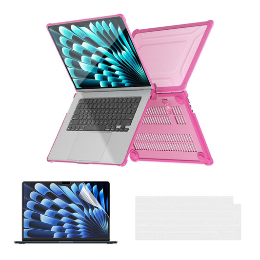 For MacBook Air 15.3 A2941/M3 2024 A3114 ENKAY Hat-Prince 3 in 1 Protective Bracket Case Cover Hard Shell with TPU Keyboard Film / PET Screen Protector, Version:EU(Pink) - MacBook Air Cases by ENKAY | Online Shopping UK | buy2fix