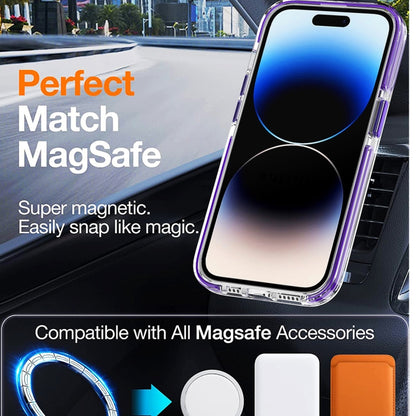 For iPhone 15 Plus Dual-color MagSafe TPU Hybrid Clear PC Shockproof Phone Case(Blue) - iPhone 15 Plus Cases by buy2fix | Online Shopping UK | buy2fix