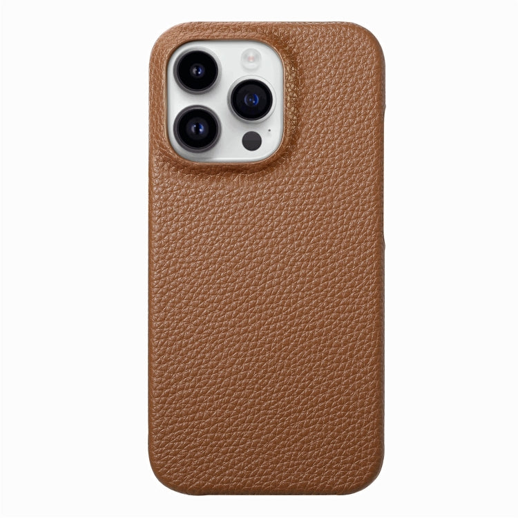 For iPhone 15 Pro Max Litchi Oil Edge Leather Back Phone Case(Brown) - iPhone 15 Pro Max Cases by buy2fix | Online Shopping UK | buy2fix